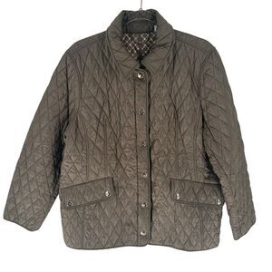 Chicos 3 Quilted Jacket Womens 16 Green Chore Barn Field Front Pockets Classic